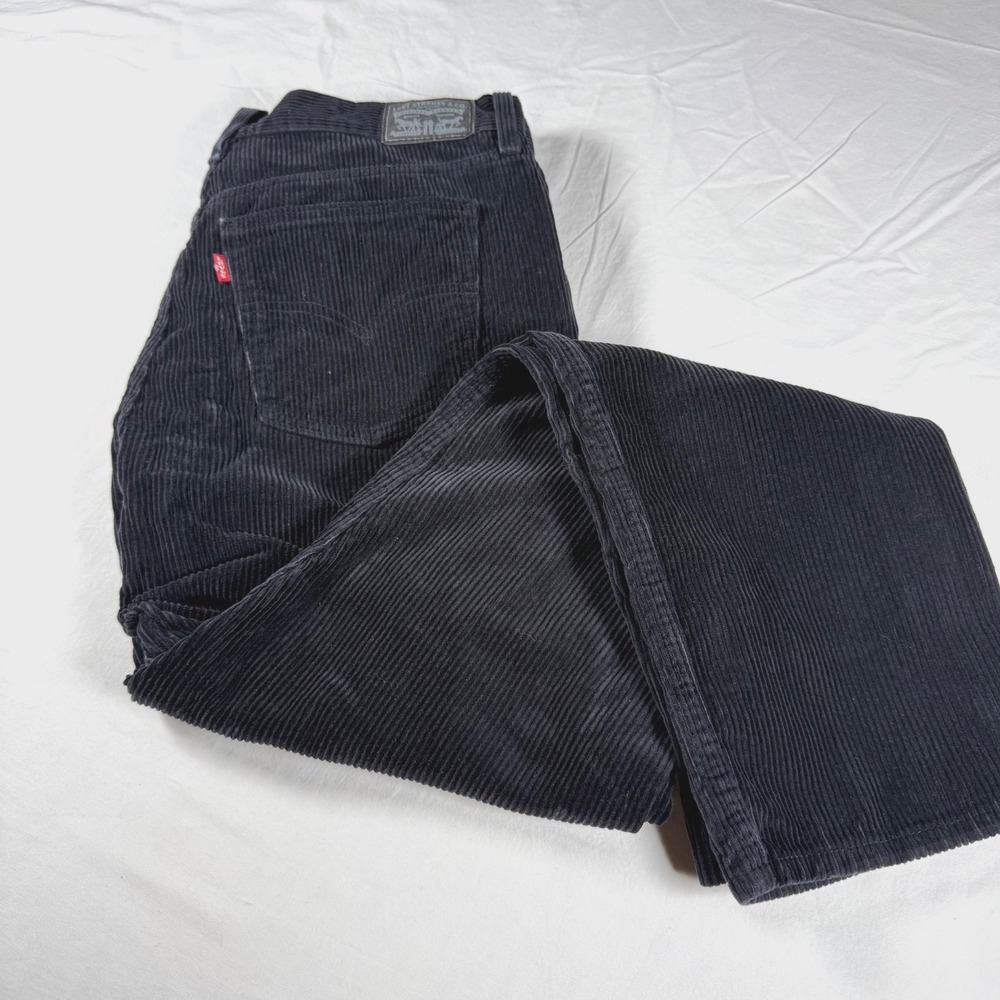 Ralph Lauren Jeans Co Women's Black Corduroy‎ Classic Straight Pants Size 16